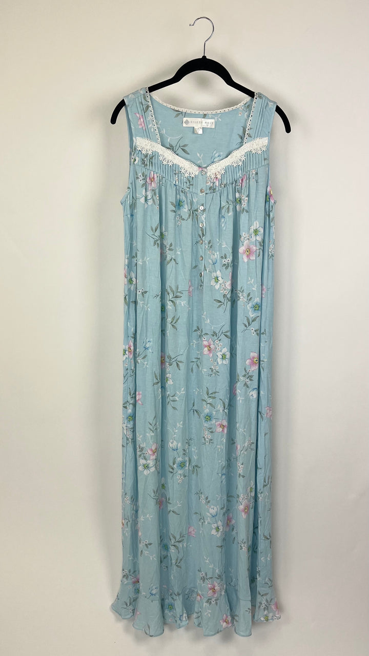 Blue Floral Night Gown - Size 6/8