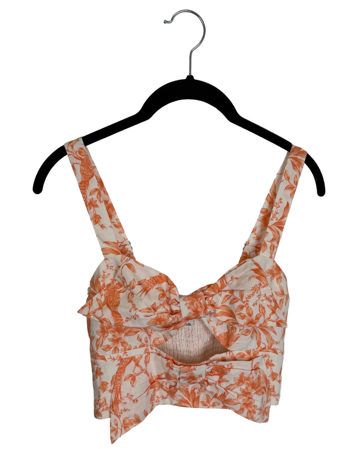 Orange Pattern Cut-Out Top- Size 2/4