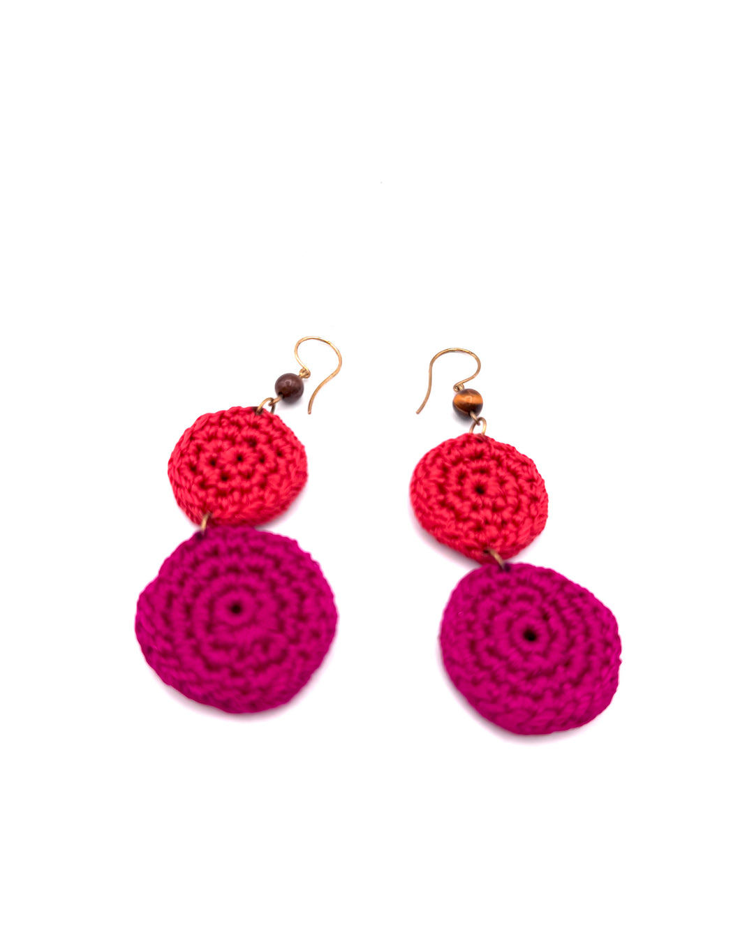 Red and Purple Knit Dangle Earrings