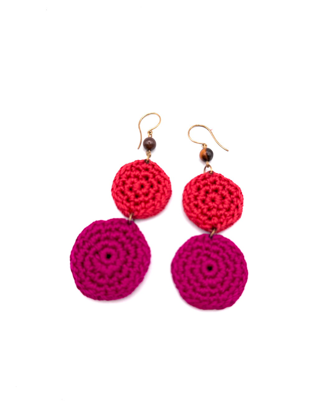 Red and Purple Knit Dangle Earrings