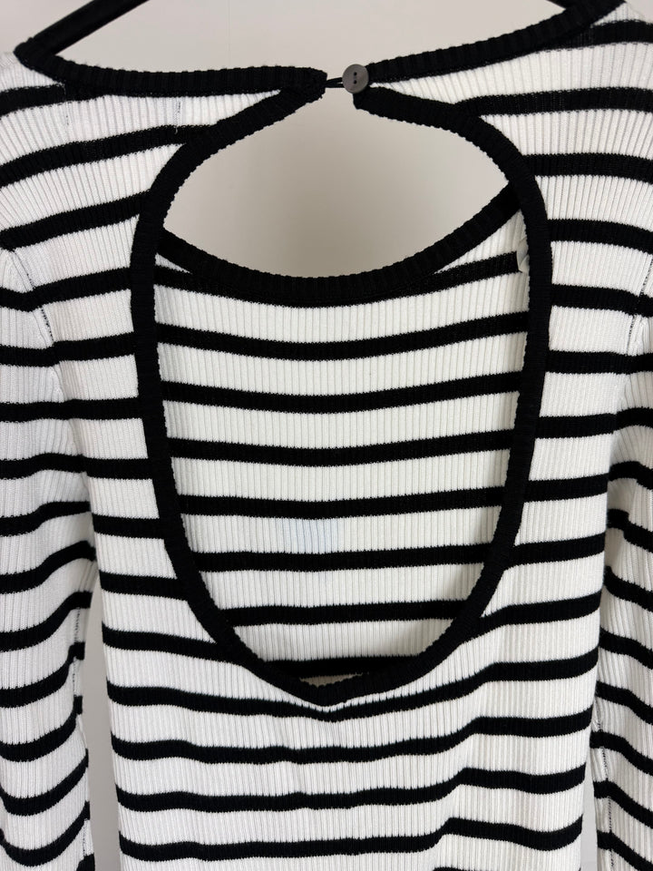 Black and White Striped Knit Dress  - Size 6/8