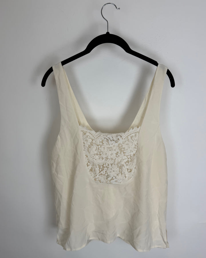 Ivory Lace Back Tank - Size 6/8