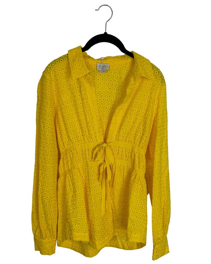 Yellow Eyelet Tie Top- Size 2/4