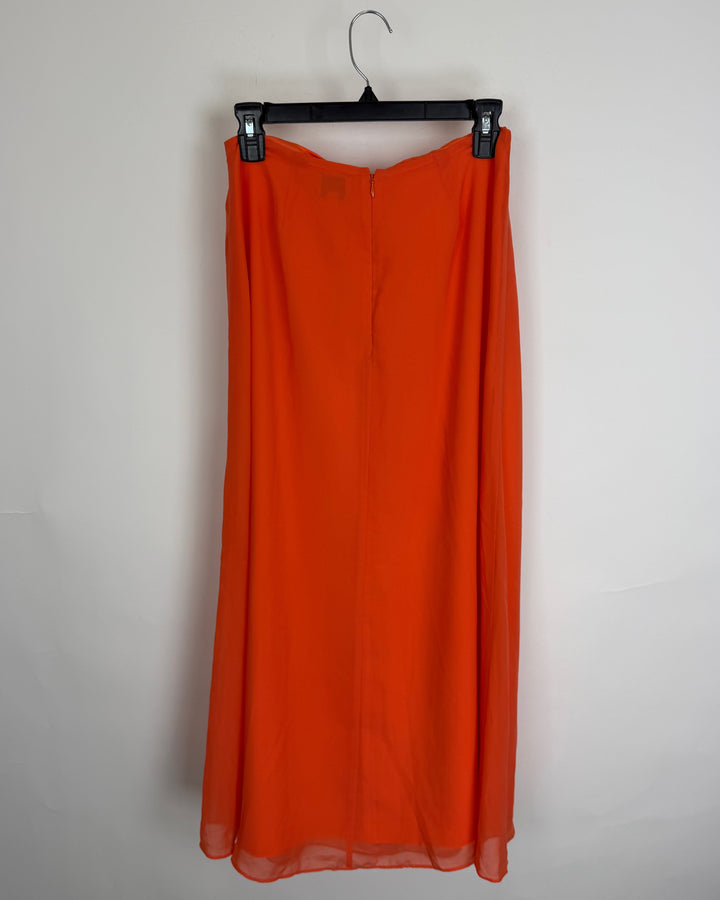 Tangerine Pleated Dress - Size 4
