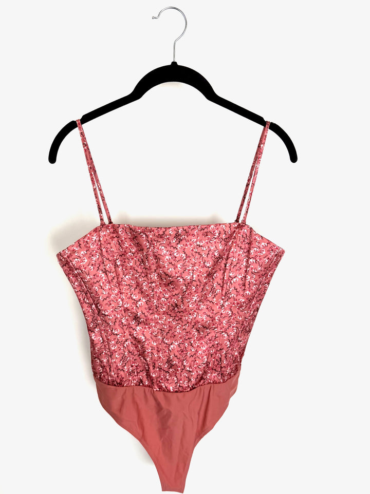 Pink Floral Corset Bodysuit - Size 4