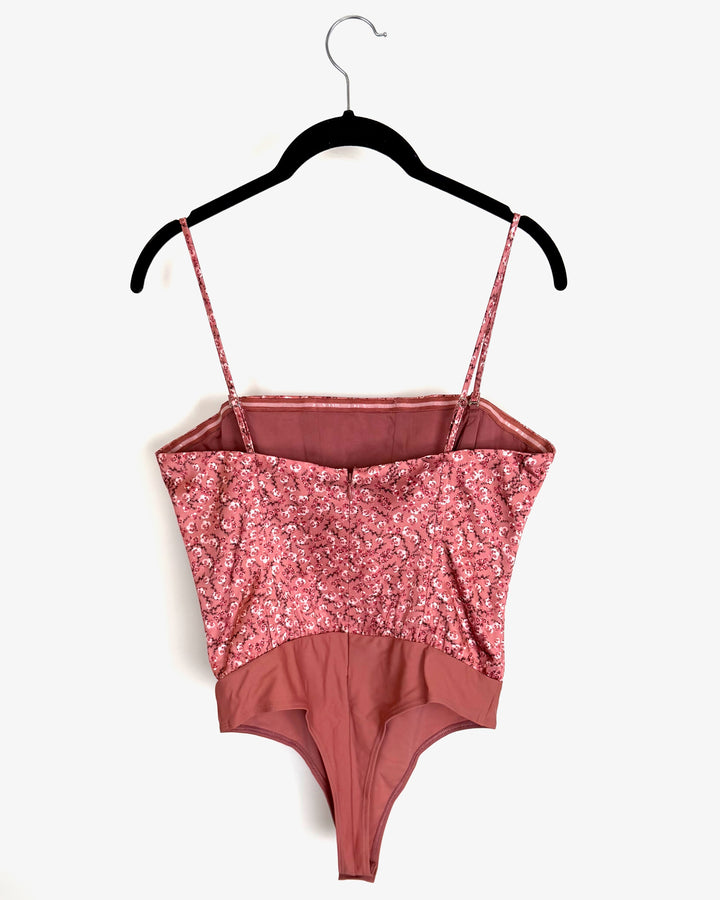 Pink Floral Corset Bodysuit - Size 4
