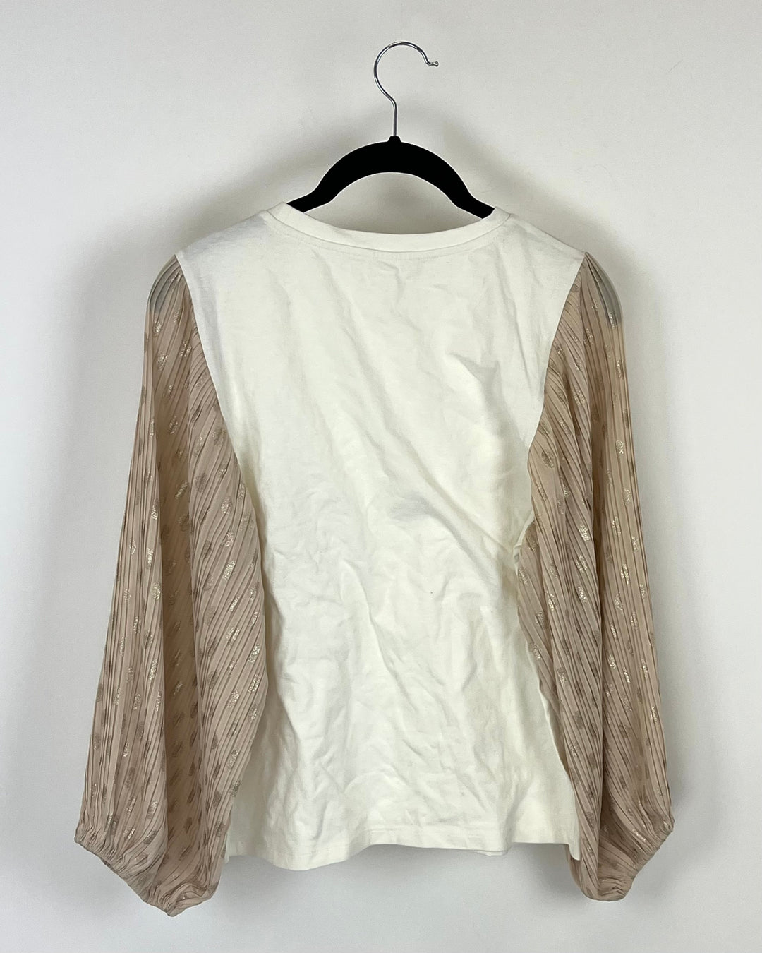 White Top With Beige Sleeves - Size 2-4