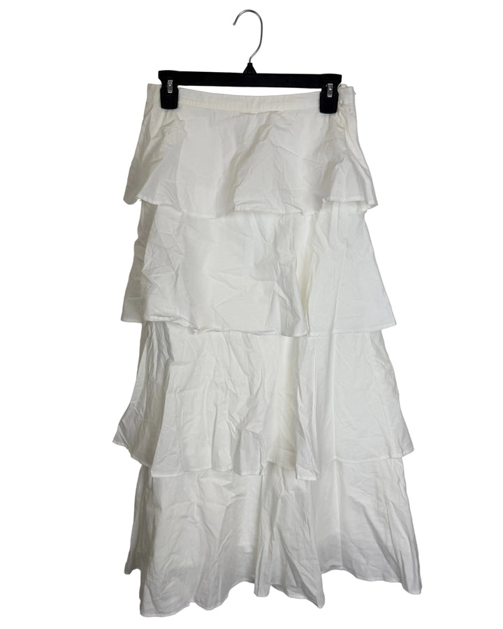 Long White Tiered Skirt- Size 4/6