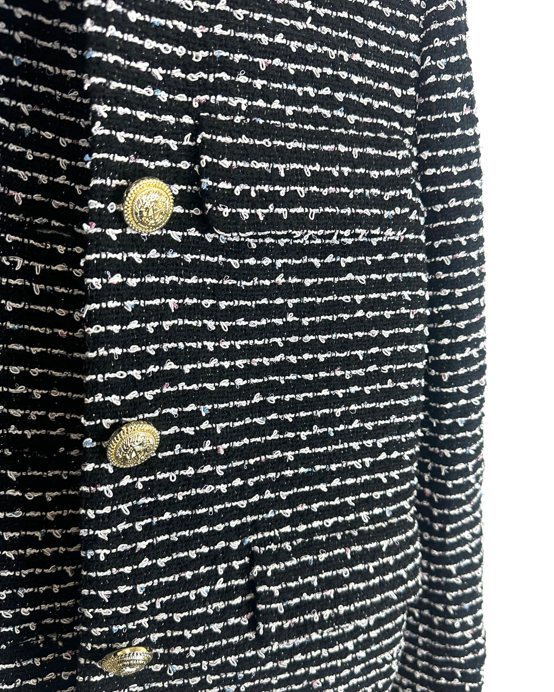 Black Cropped Tweed Jacket - Size 000/00