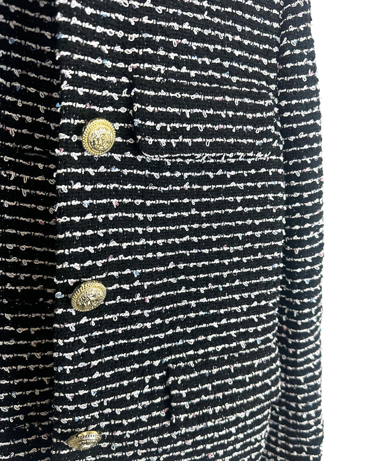 Black Cropped Tweed Jacket - Size 000/00