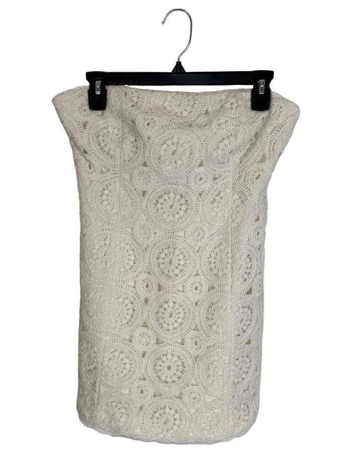 Cream Crochet Strapless Dress- Size 4