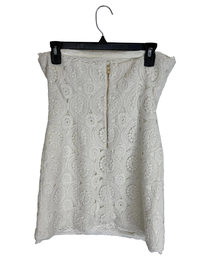 Cream Crochet Strapless Dress- Size 4