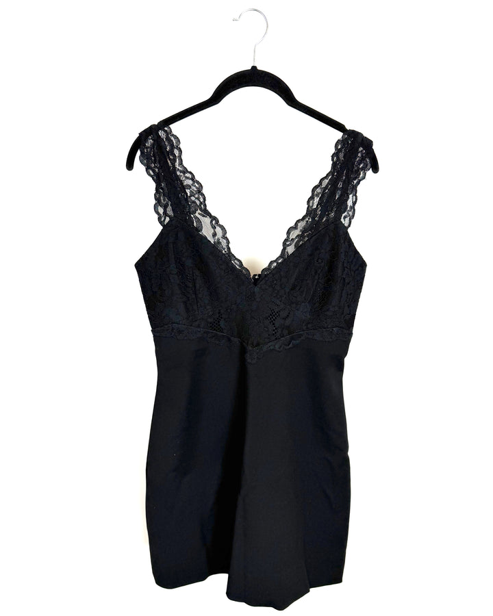 Lace V-Neck Black Dress- Size 4