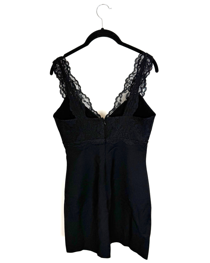 Lace V-Neck Black Dress- Size 4