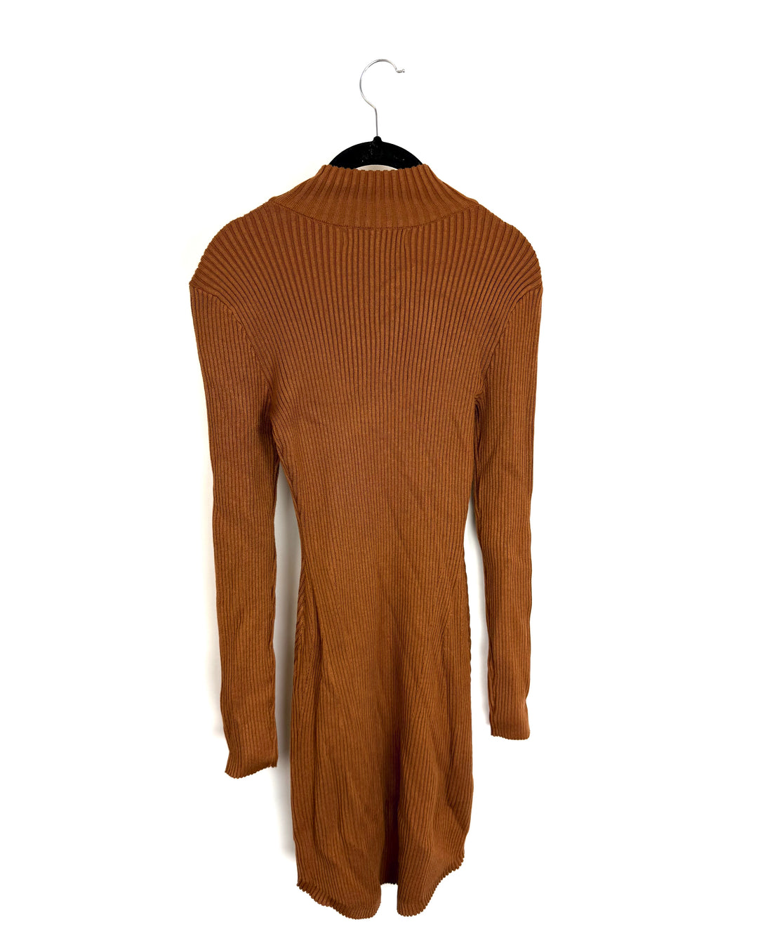 Burnt Orange Ribbed Knit Long Sleeve Dress - Size 4/6