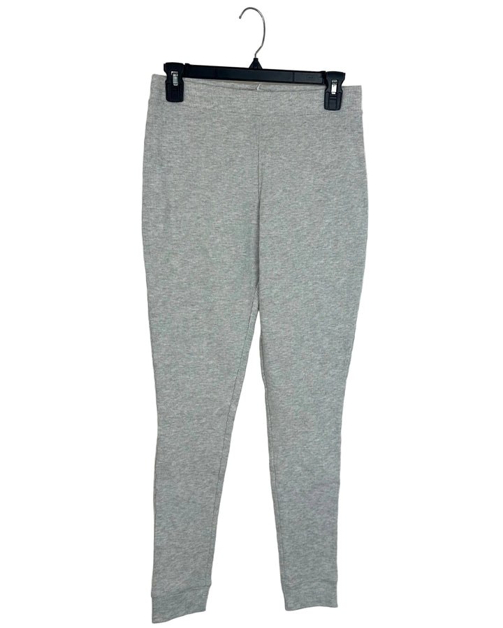 Gray Waffle Knit Leggings - Small and 1X