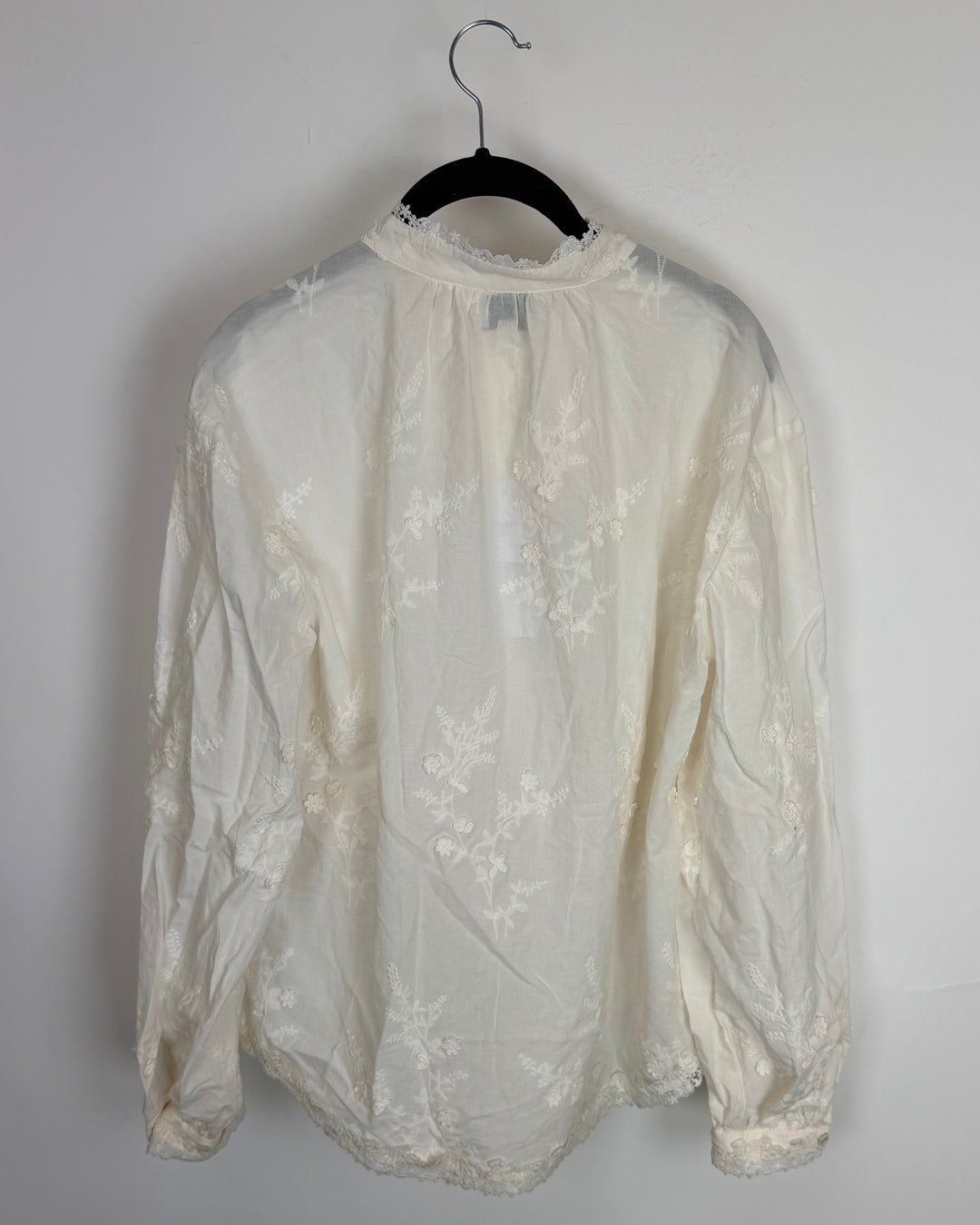 Ivory Floral Embroidered Blouse - Size 2/4