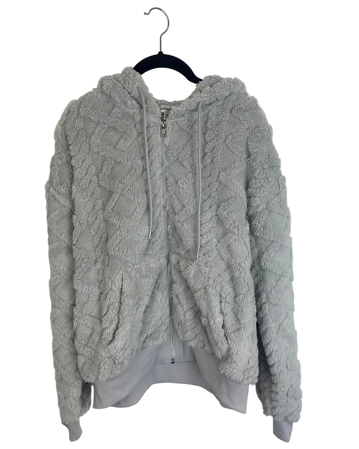 Gray Embossed Plush Hoodie - Size 2/4