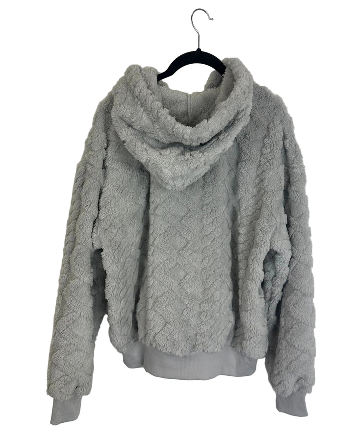 Gray Embossed Plush Hoodie - Size 2/4