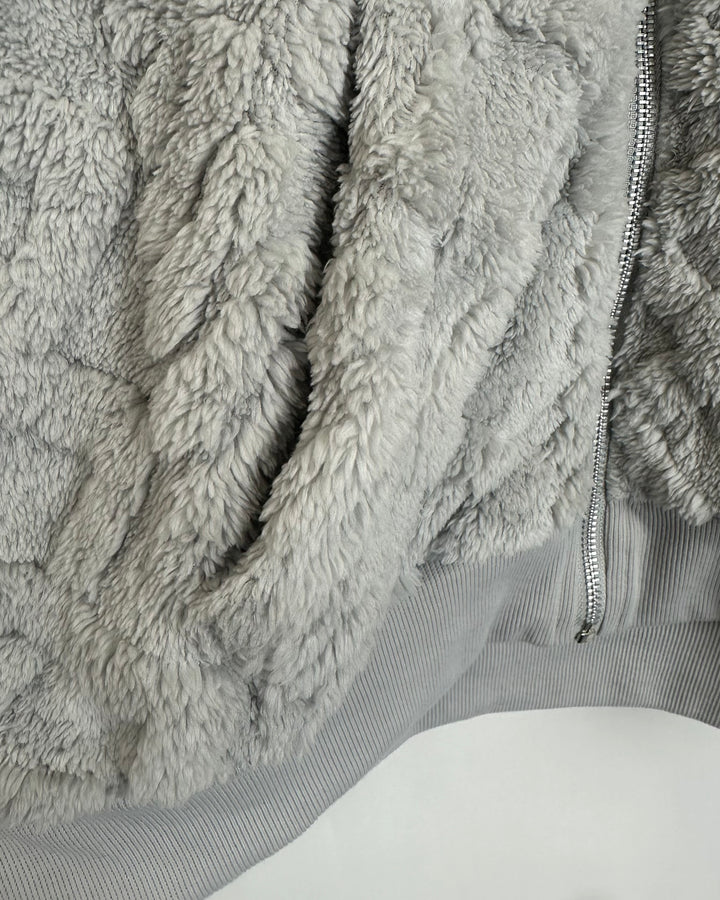 Gray Embossed Plush Hoodie - Size 2/4