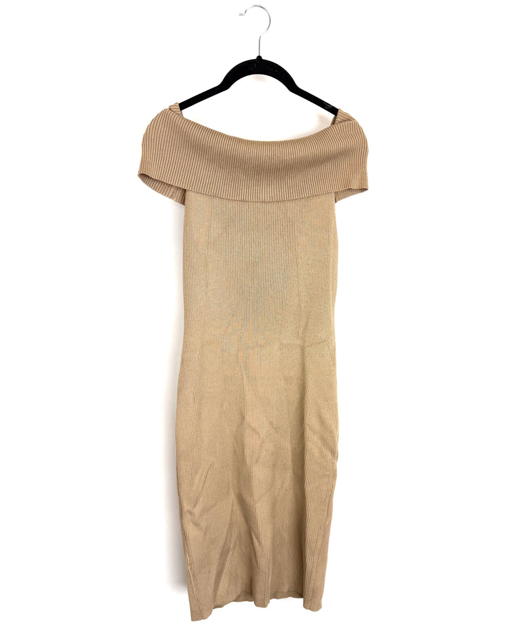 Taupe Off-Shoulder Knit Dress - Size 6/8