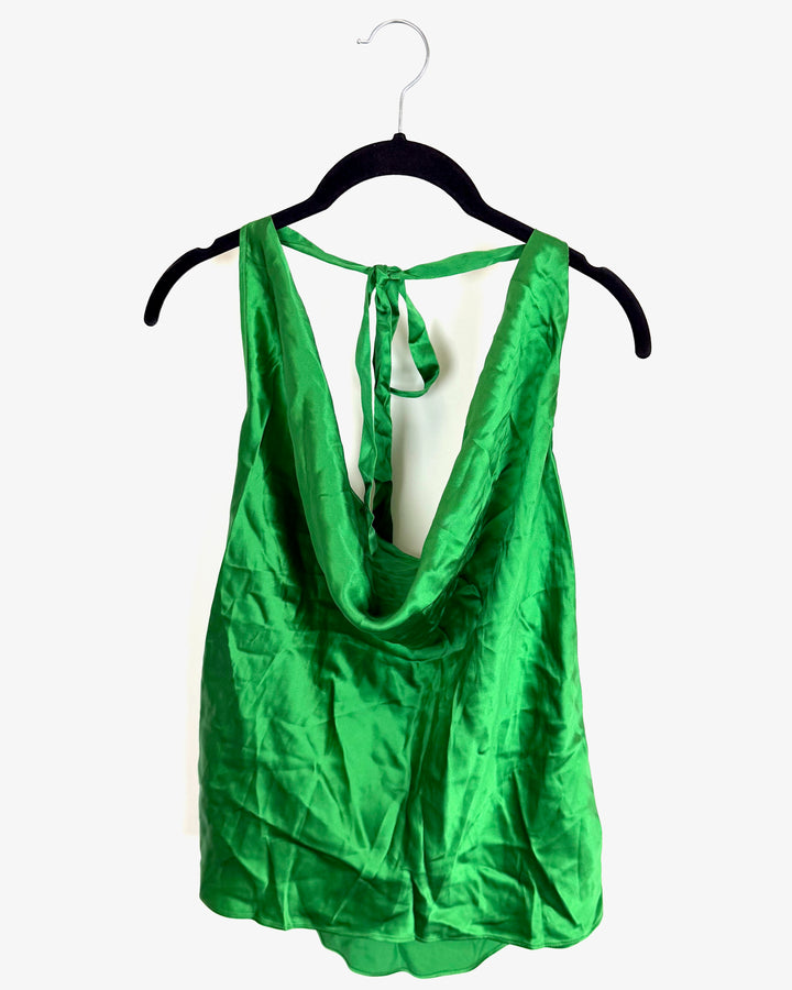 Emerald Green Silk Halter Top- Size 4/6