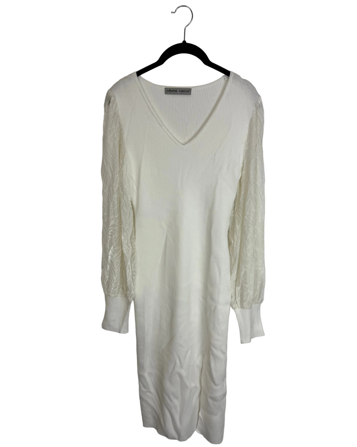 White Sheer Sleeve Dress - Size 8/10