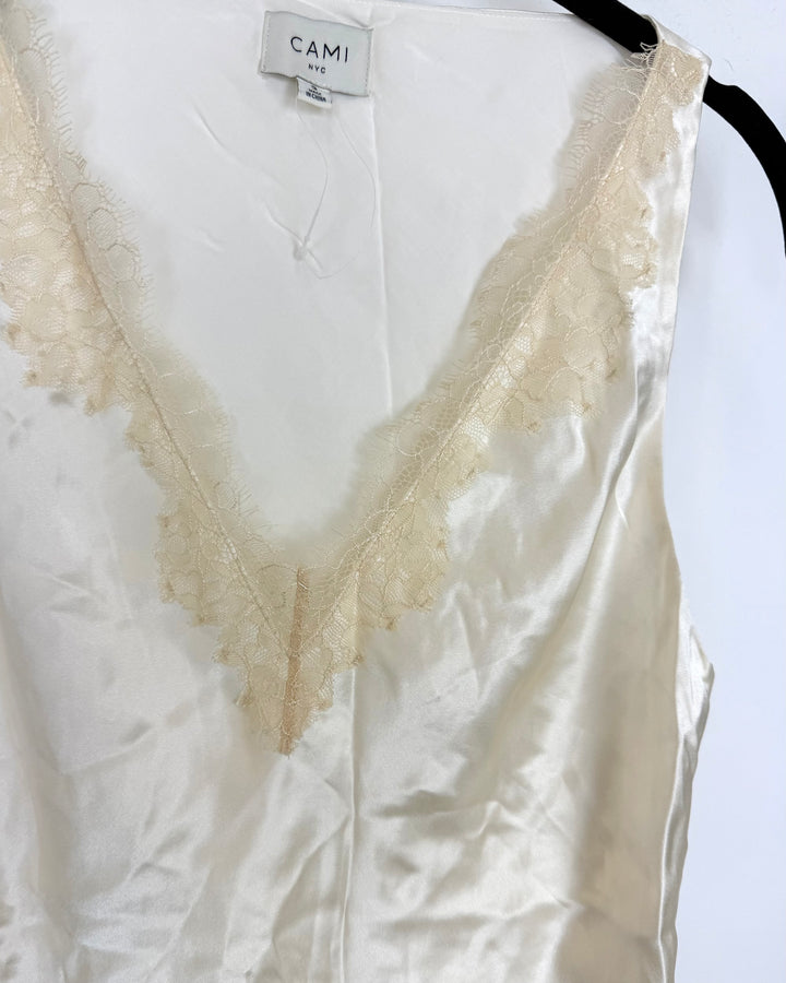 Champagne Lace Trim Tank Top - Size 2/4