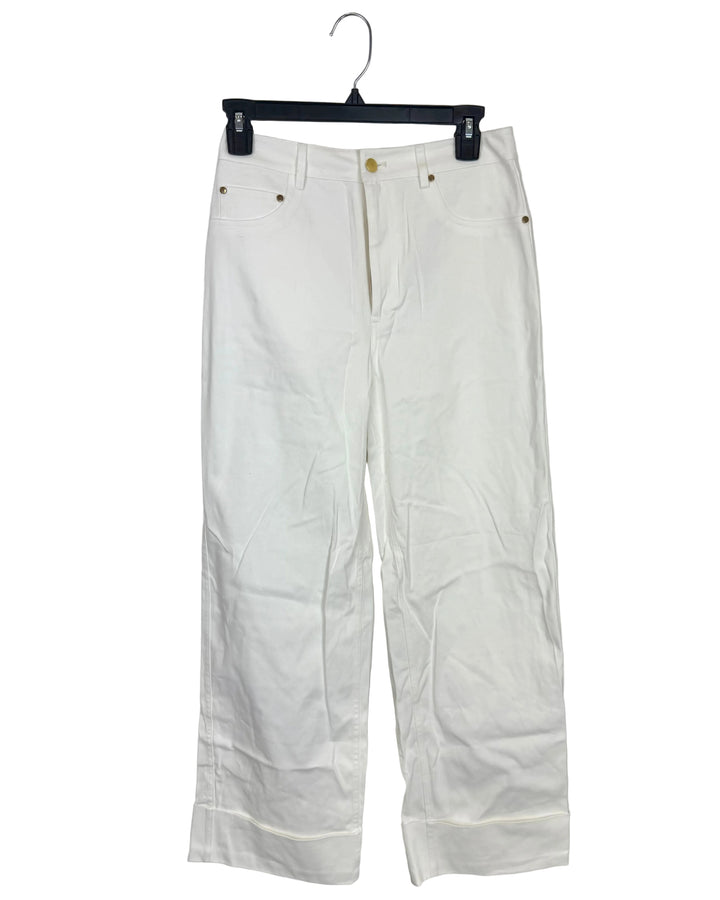 White Jeans with Gold Accents - Size 4