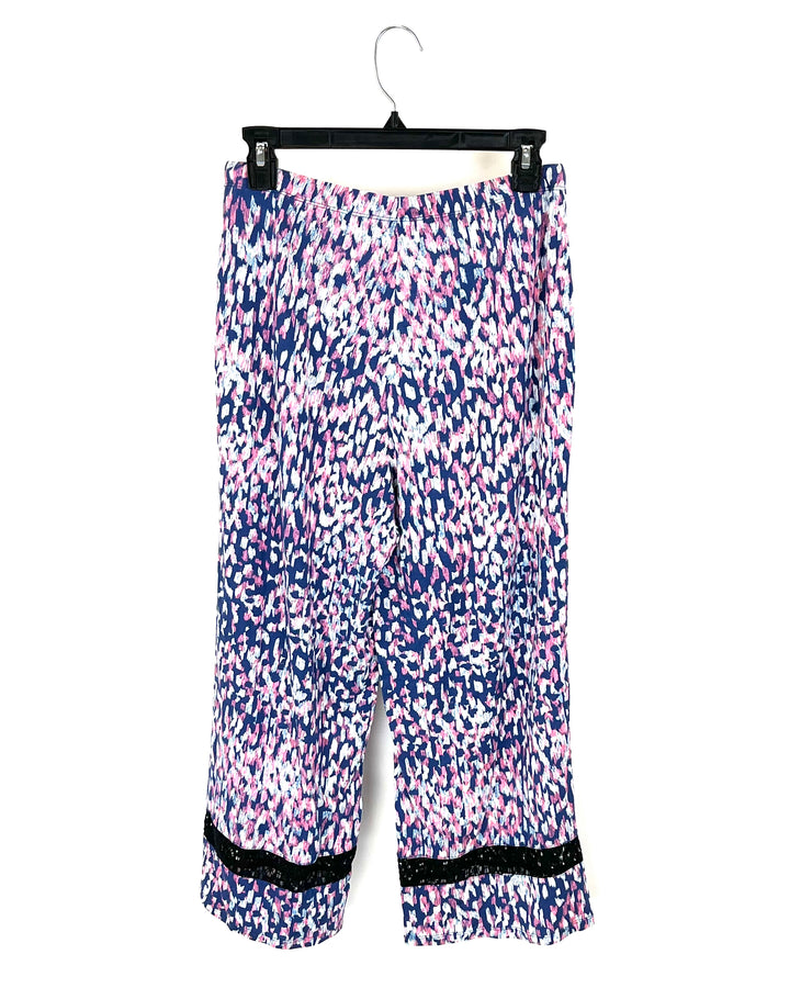 Blue Pink and White Printed Pajama Set - Small