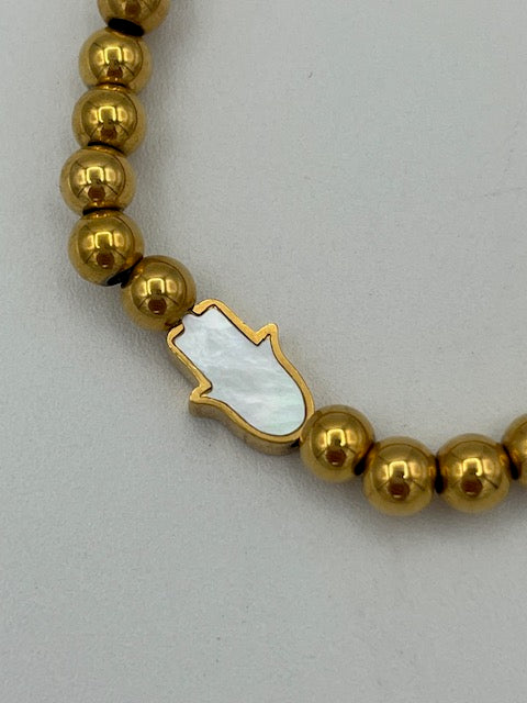 Beaded Gold Hand Pendant Bracelet