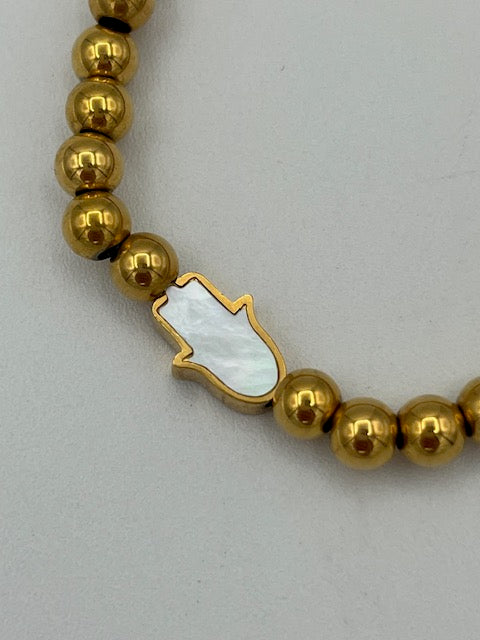 Beaded Gold Hand Pendant Bracelet