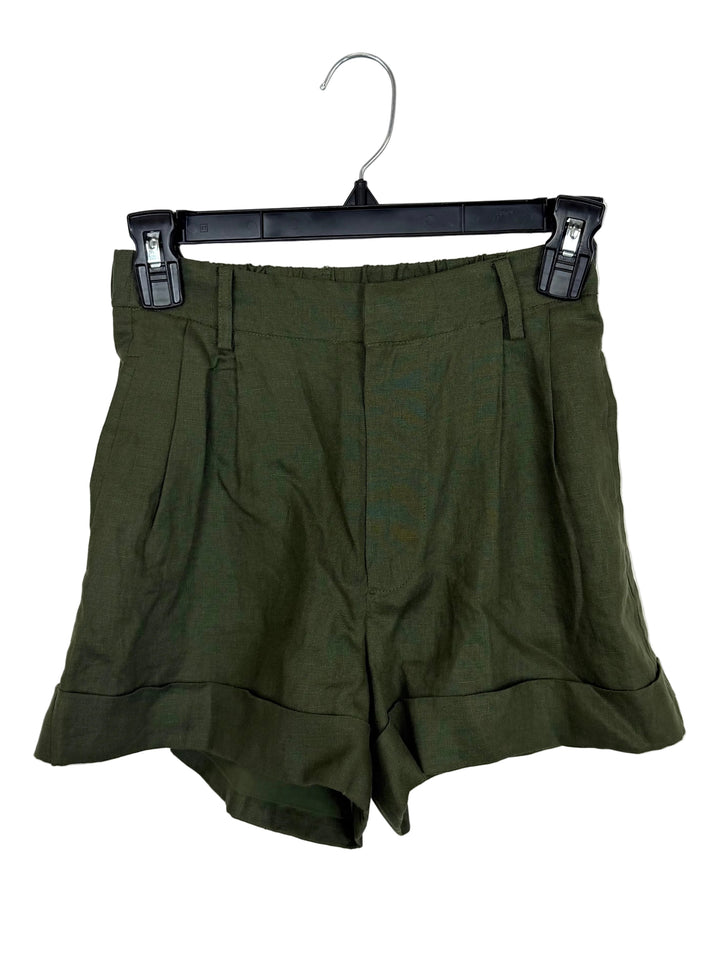 Green Linen shorts - Size 00/0 and 8/10
