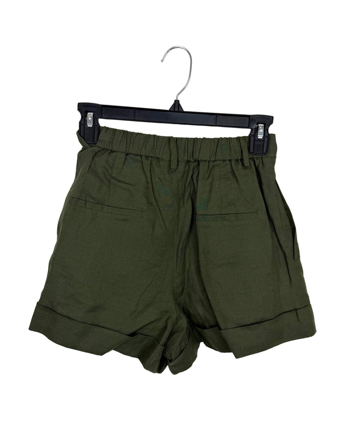Green Linen shorts - Size 00/0 and 8/10