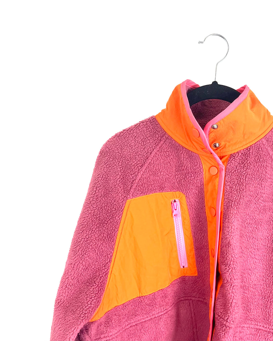 Magenta Color Blocking Sherpa Jacket - Size 4/6