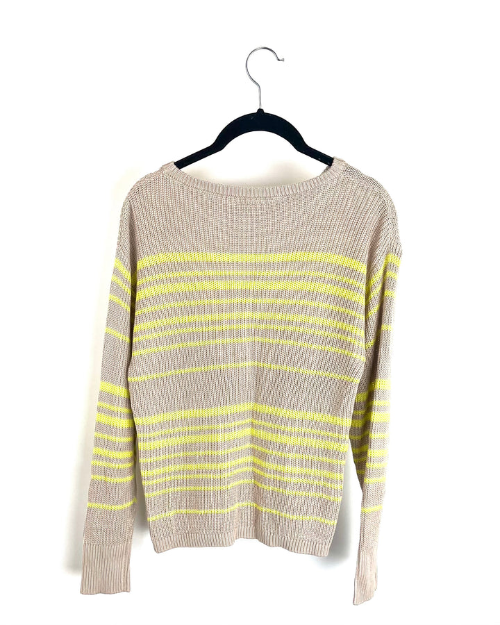 Light Tan & Neon Yellow Striped Sweater - Size 2/4