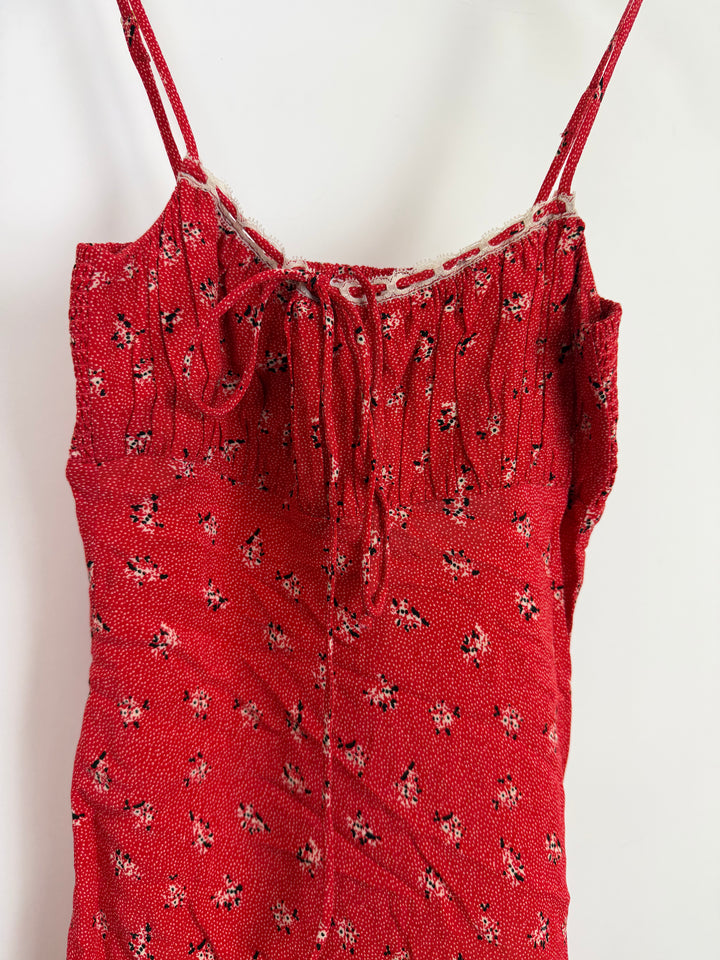 Red Floral Mini Dress - Size XS and S