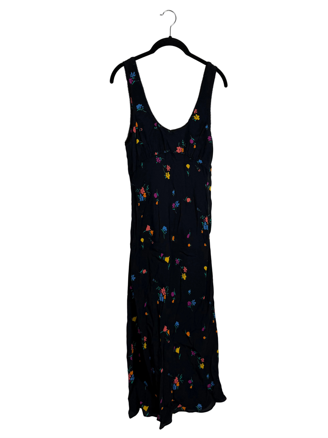 Black Flower Pattern Sleeveless Midi Dress - Size XS and S