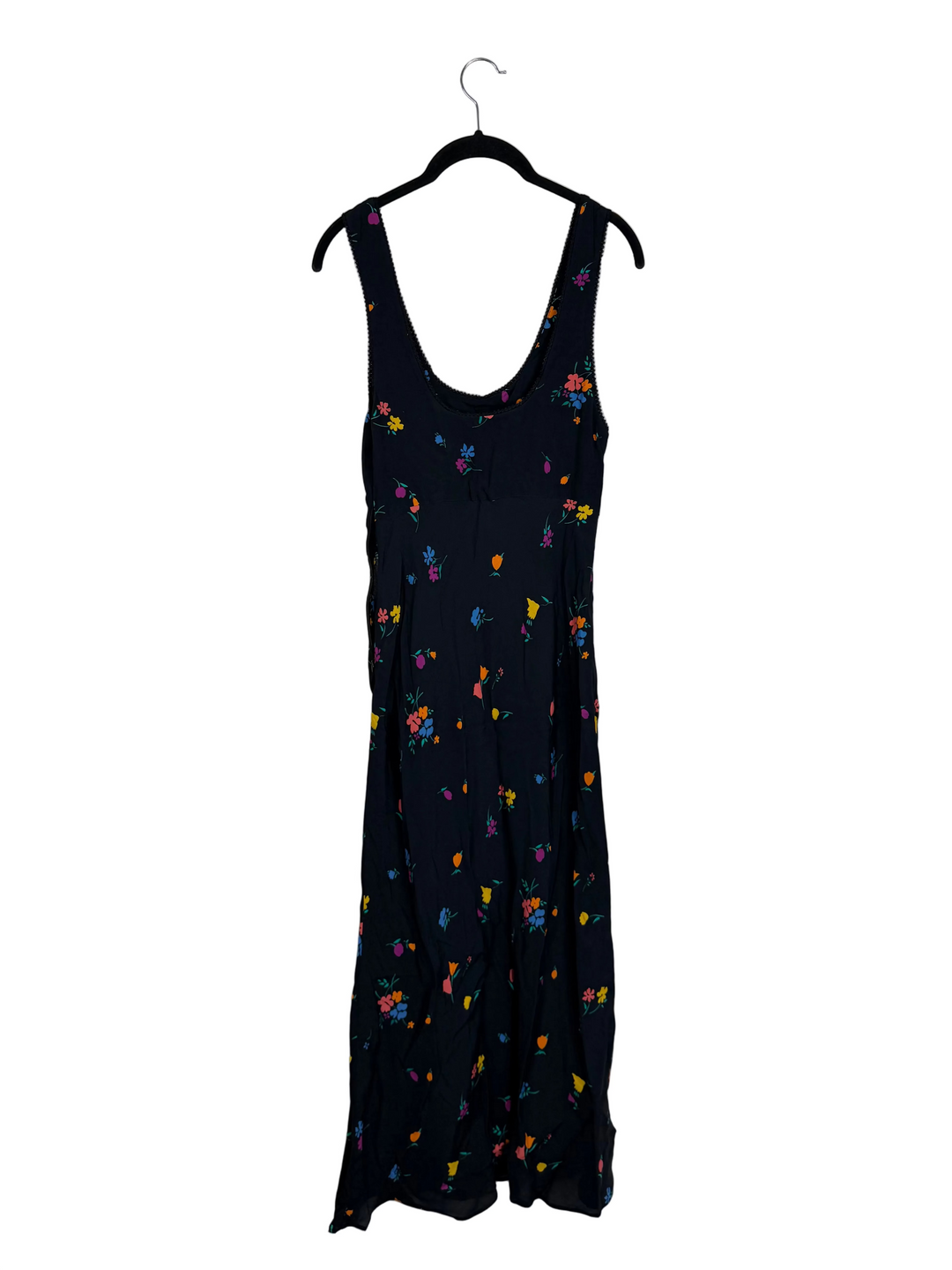 Black Flower Pattern Sleeveless Midi Dress - Size XS and S
