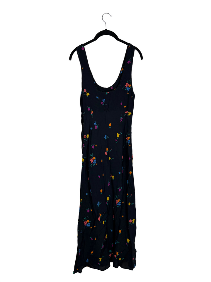 Black Flower Pattern Sleeveless Midi Dress - Size XS and S