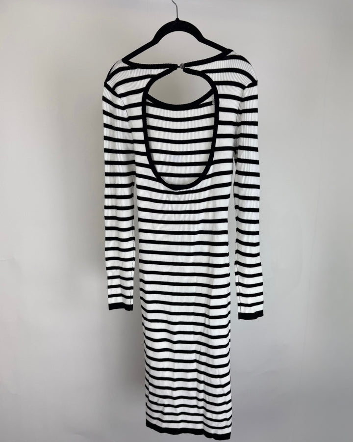 Black and White Striped Knit Dress  - Size 6/8