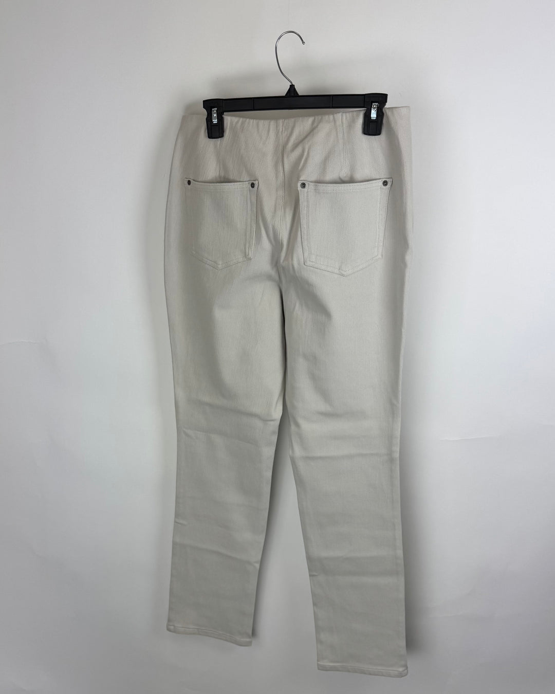 Light Beige Textured Straight Leg Pants - Size 12/14