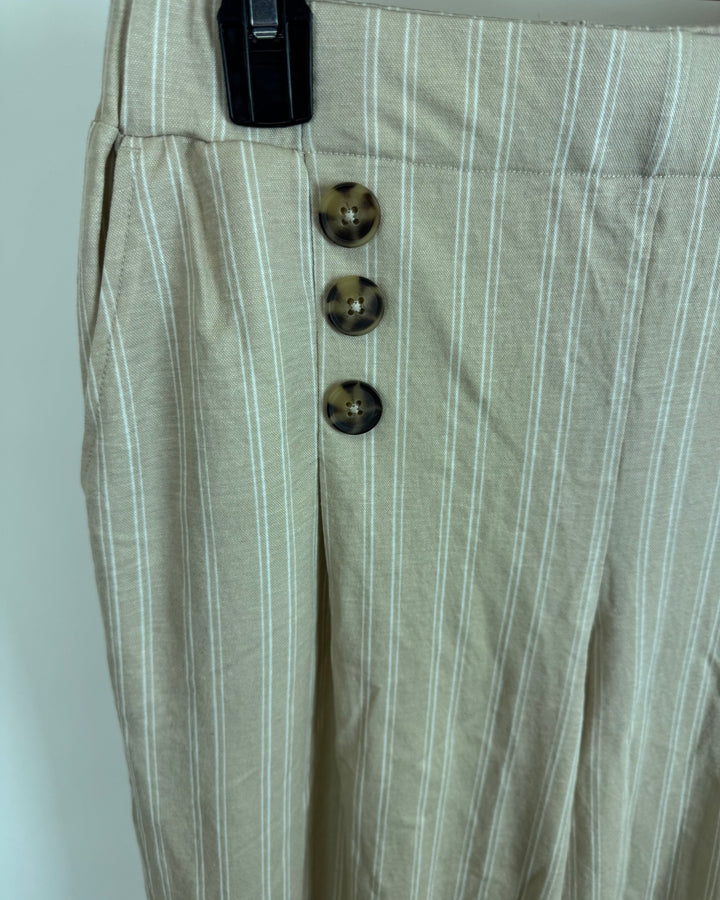 Light Tan Pinstripe Flowy Pants - Size 6