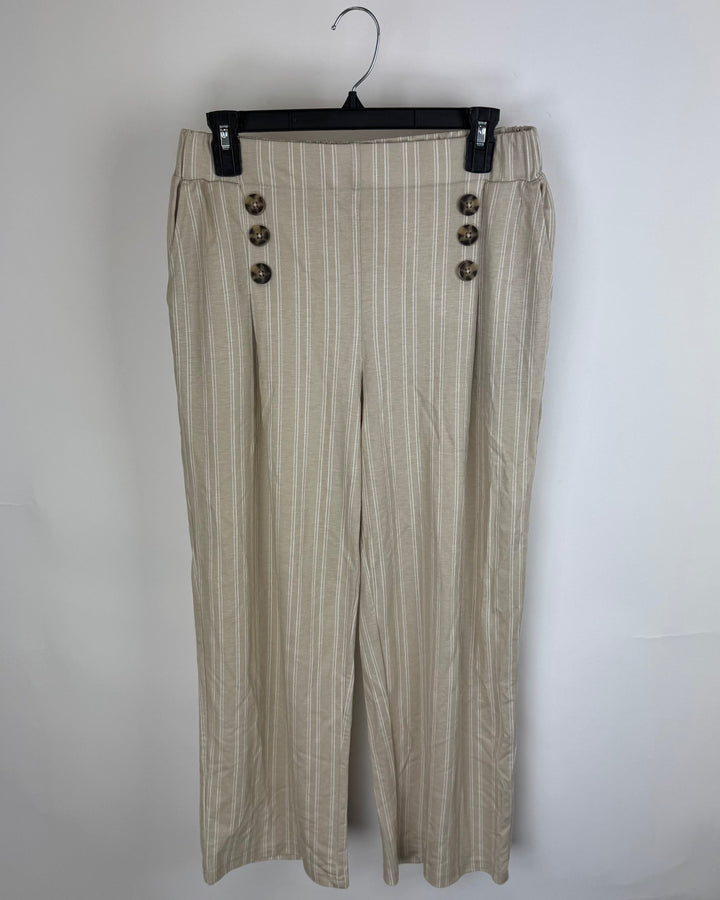 Light Tan Pinstripe Flowy Pants - Size 6
