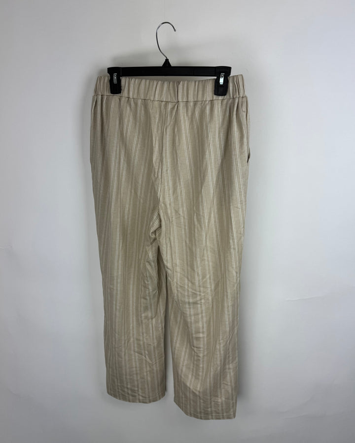 Light Tan Pinstripe Flowy Pants - Size 6