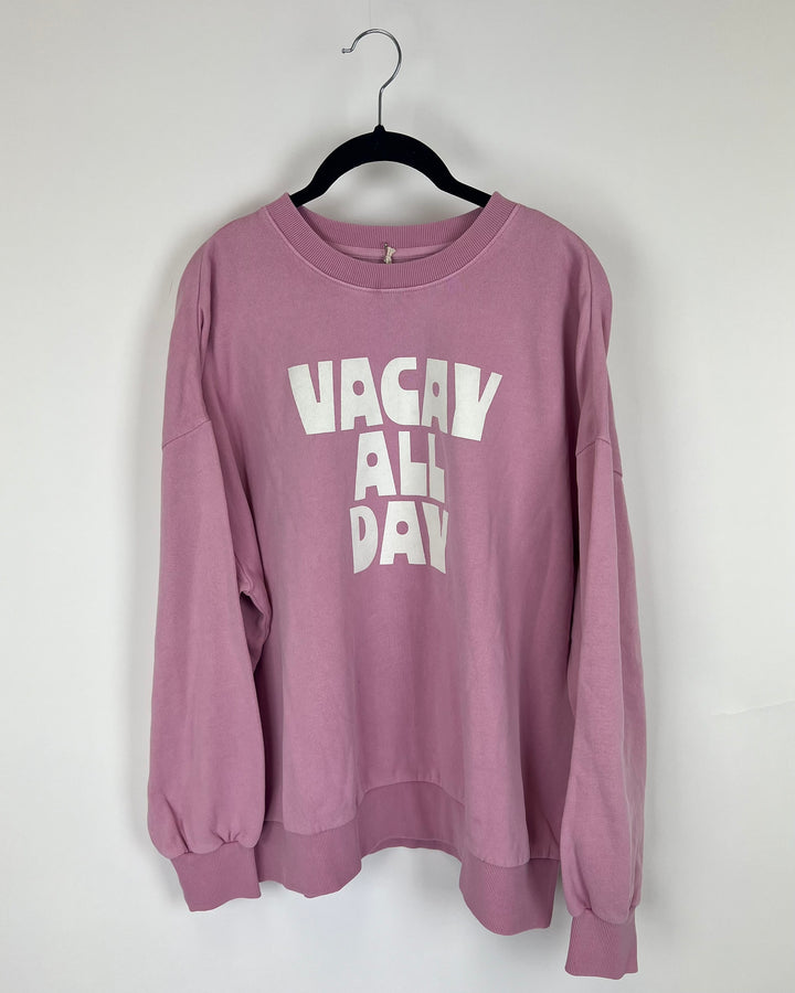 "Vacay All Day" Dusty Pink Crewneck Sweatshirt - Size 4/6