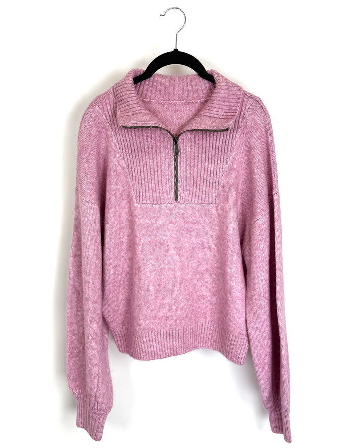 Pink Quarter Zip Knit Sweater - Size 6/8