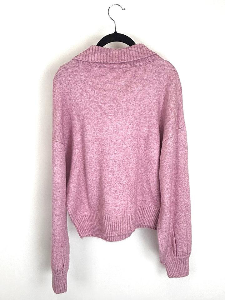 Pink Quarter Zip Knit Sweater - Size 6/8