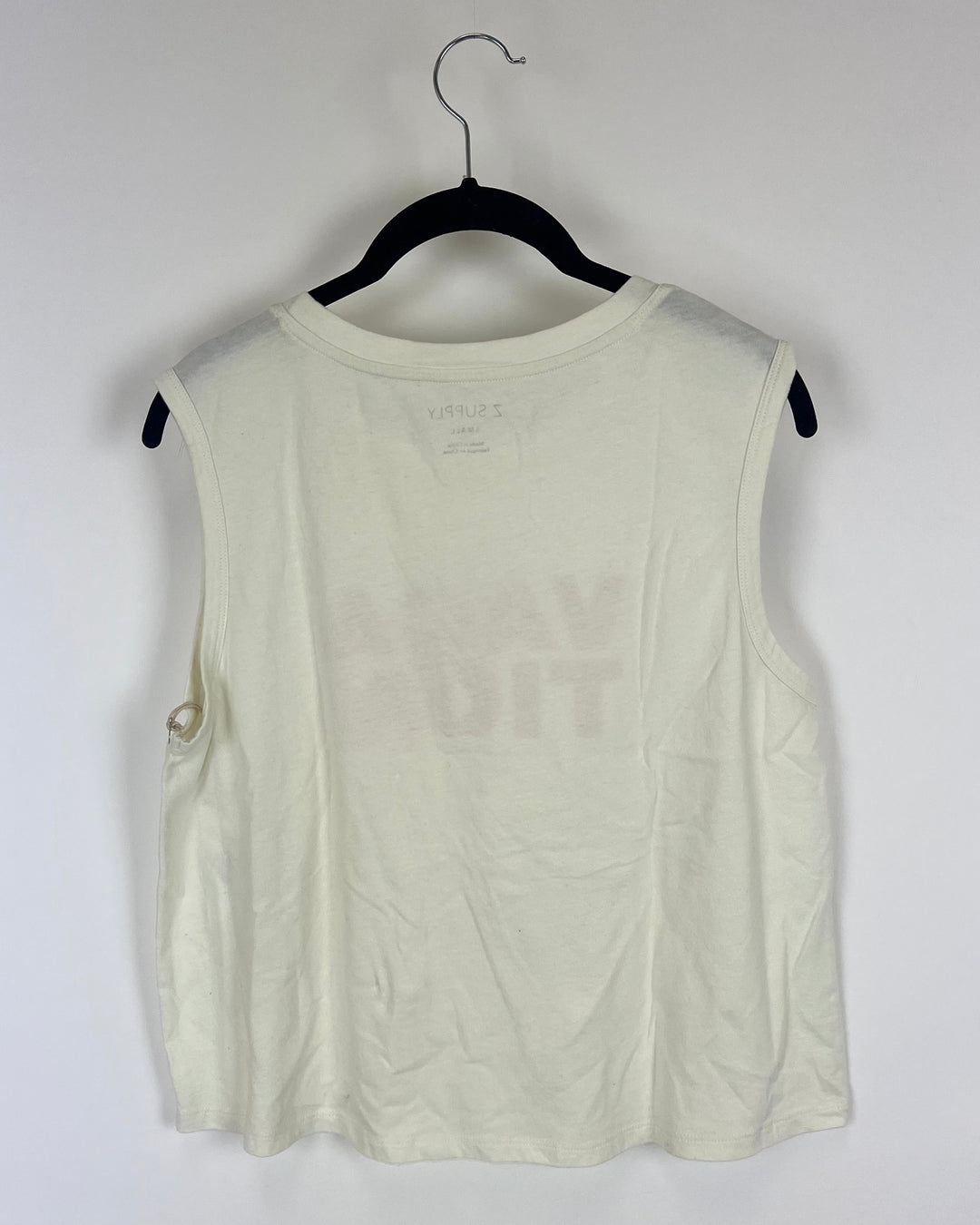"Vacation" White Muscle Tank - Size 4/6
