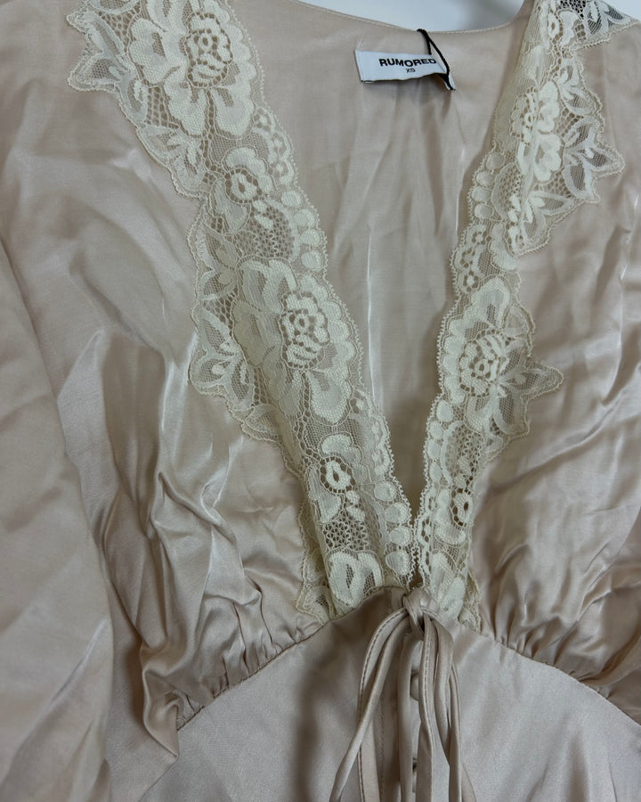 Ivory Lace Trim Dress - Size 0/2